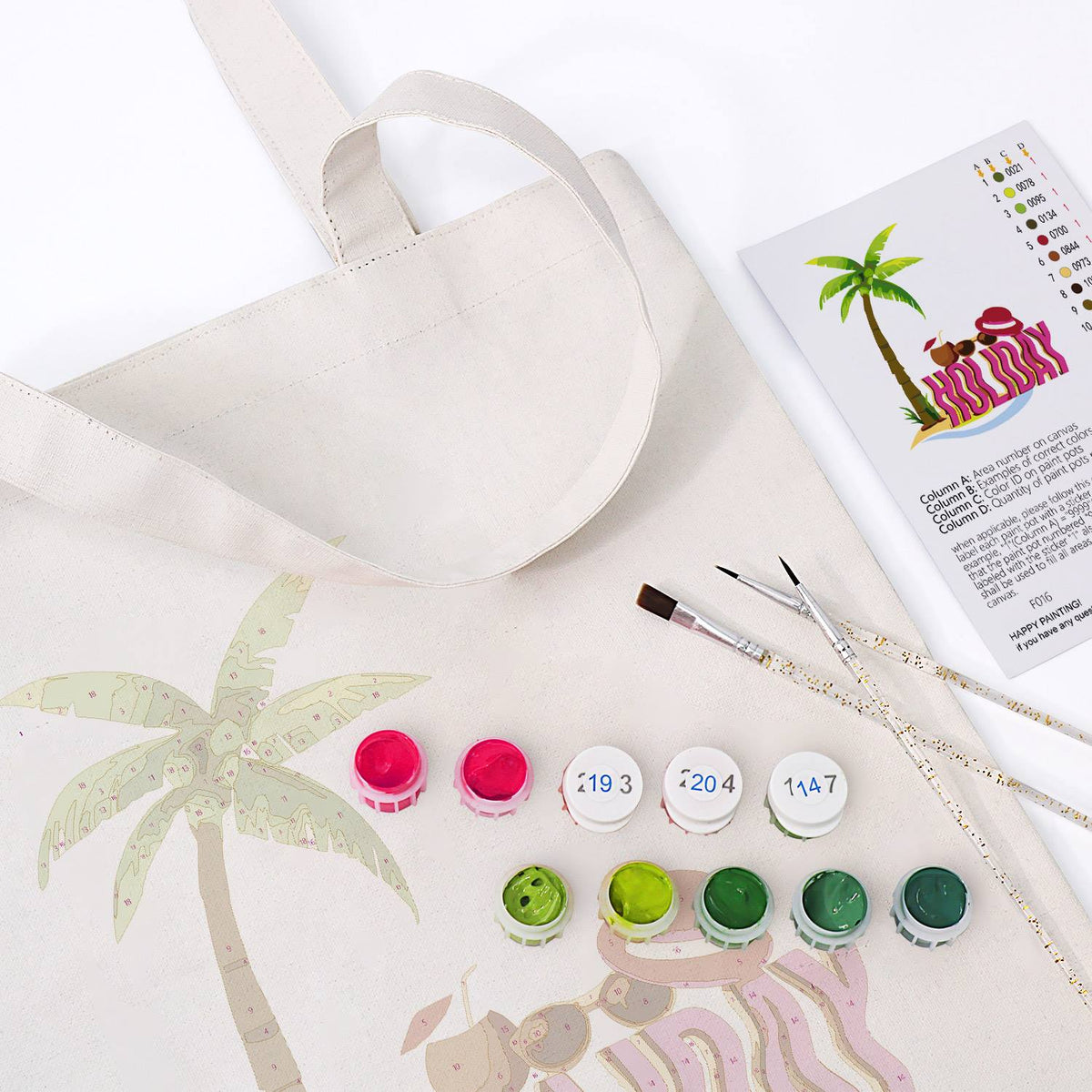 Palm Tree Getaway with Sunhat paint by numbers tote bag – image 17