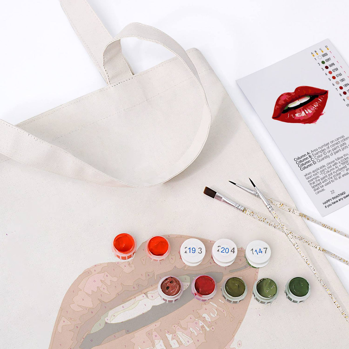 Parted Lips in Cherry Red paint by numbers tote bag – image 17