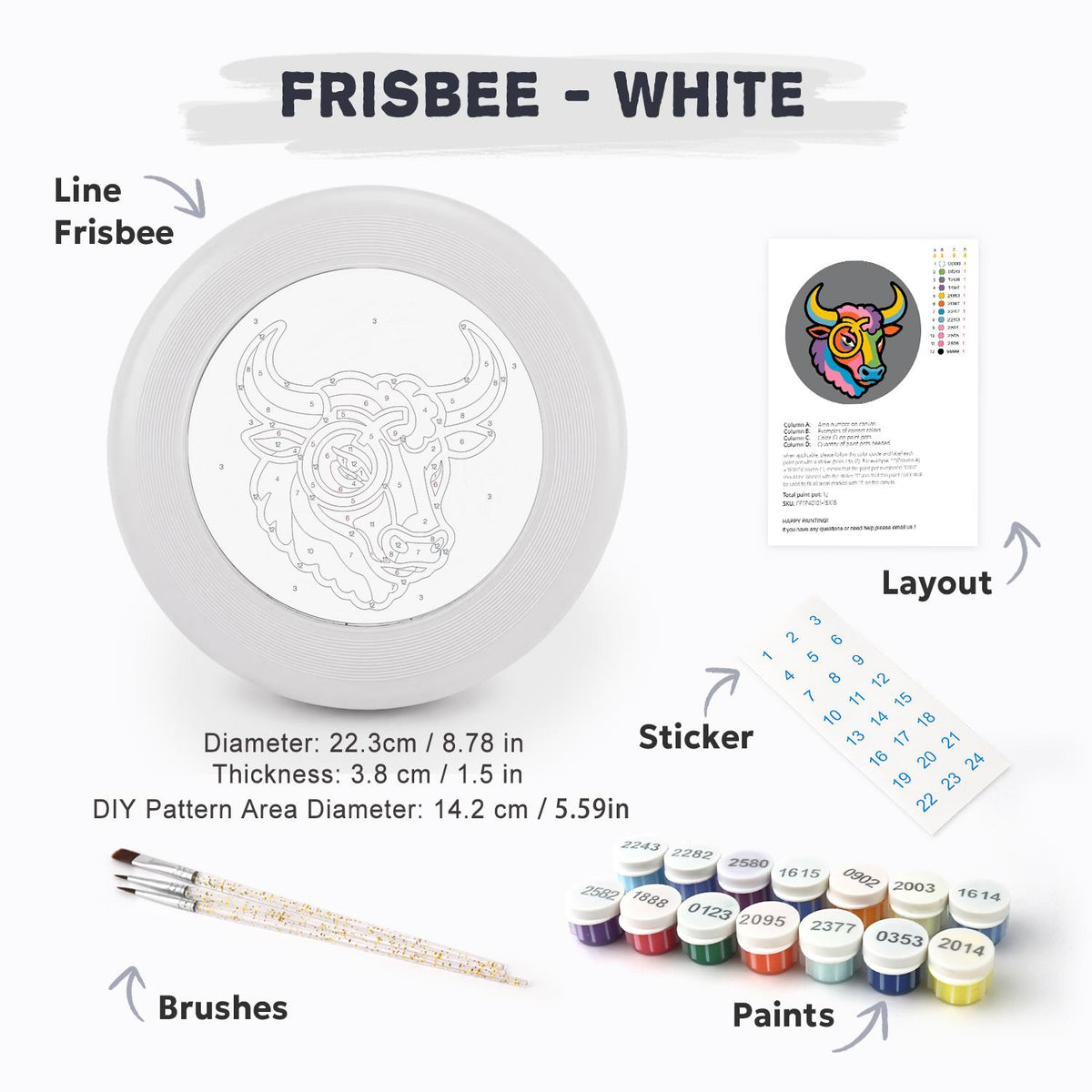 Colourful Bull (Paint by Numbers Flying Disc)