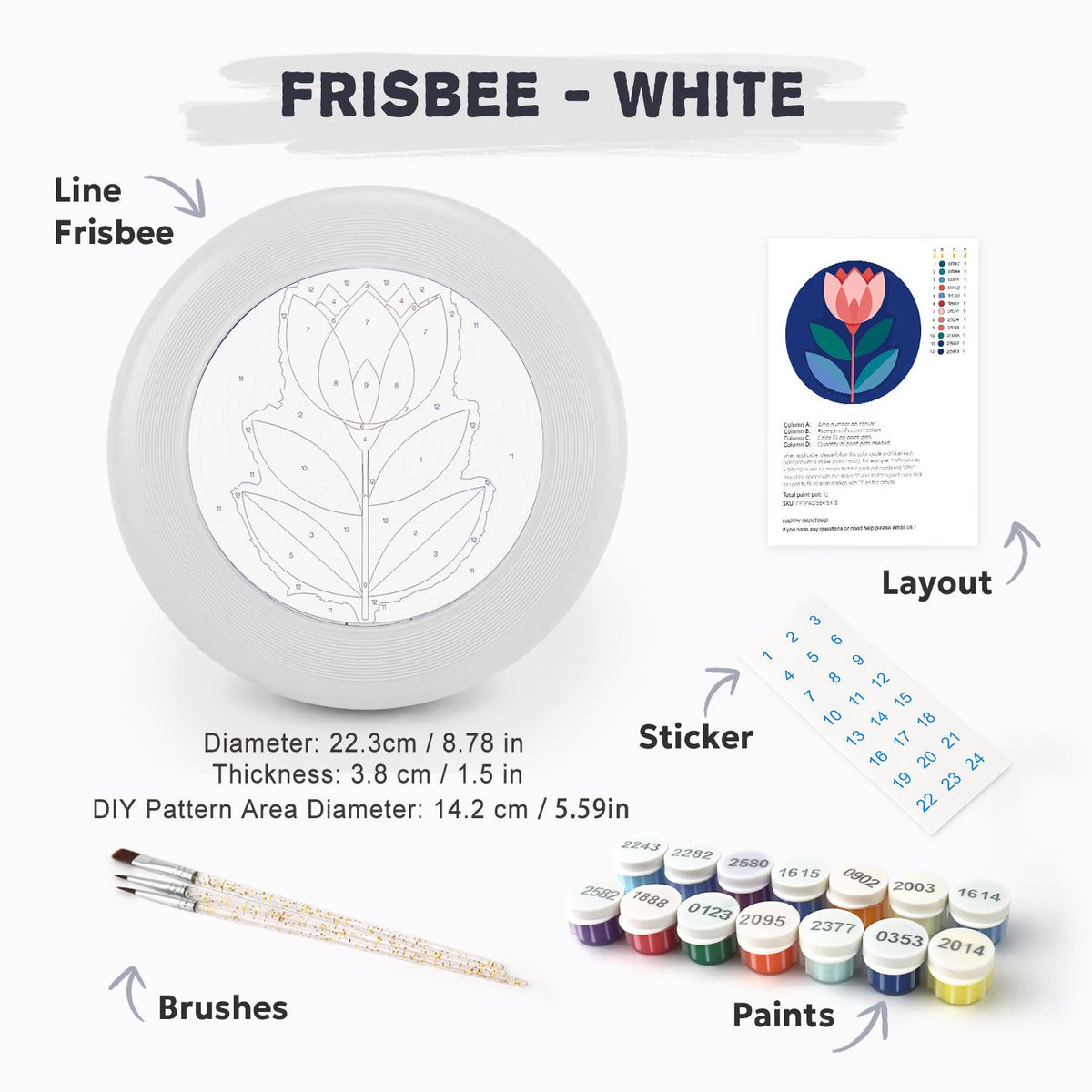 Pink Tulip on Navy (Paint by Numbers Flying Disc)