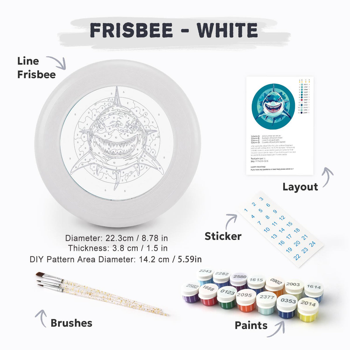 Grinning Blue Shark (Paint by Numbers Flying Disc)