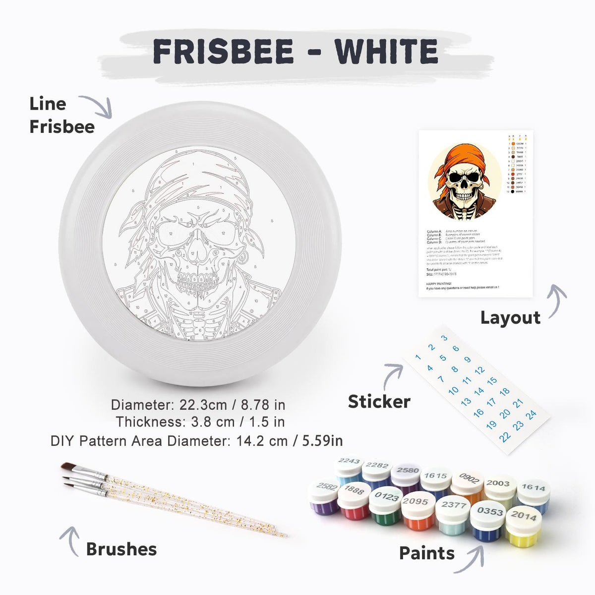Orange Bandana Skull (Paint by Numbers Flying Disc)
