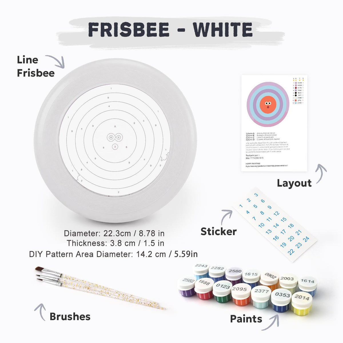 Orange Concentric Face (Paint by Numbers Flying Disc)