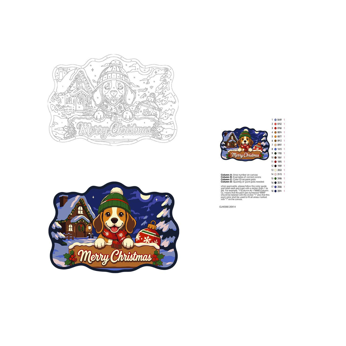 Beanie Beagle with Red Ornament paint by numbers hanging sign – image 19