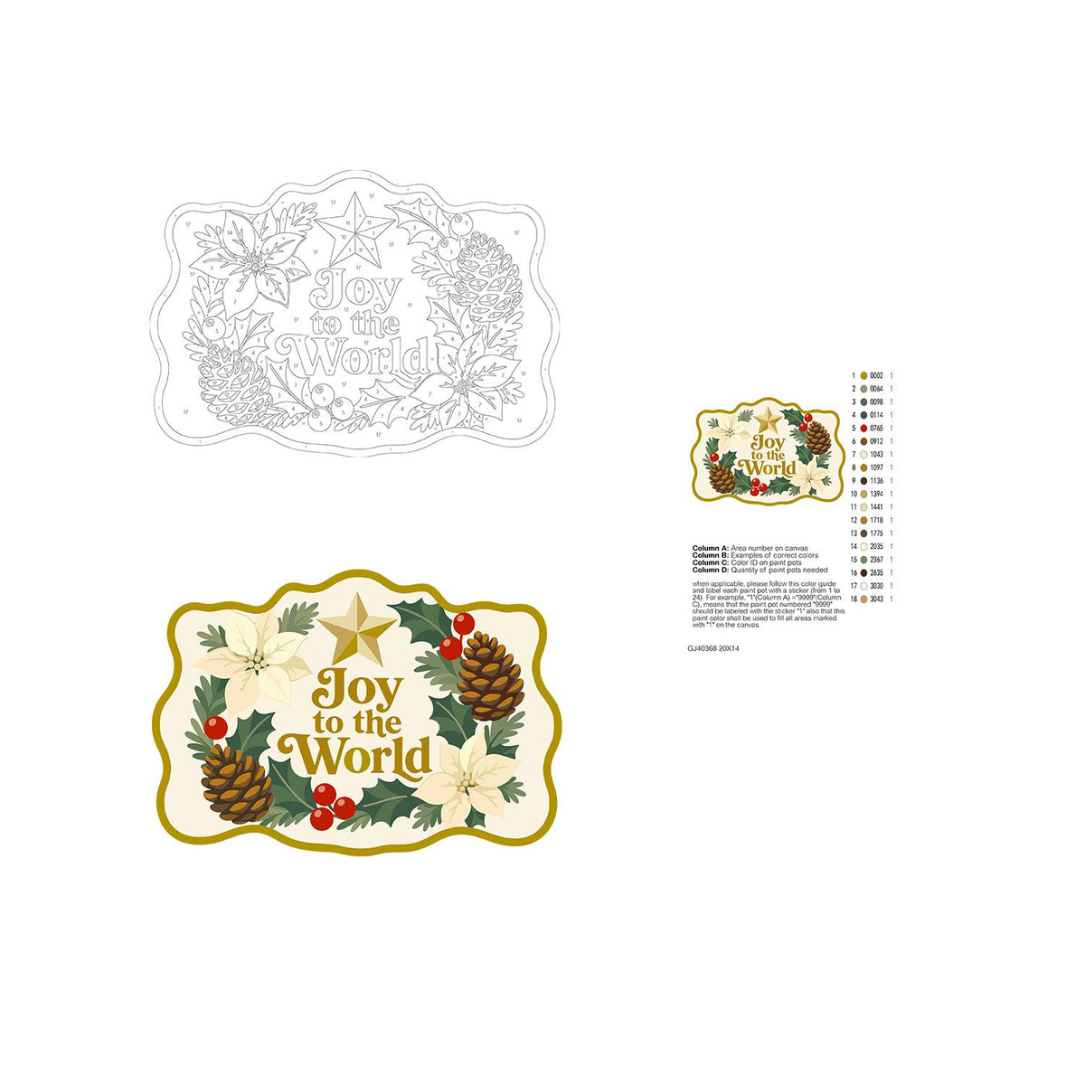 Golden Star Pinecone Wreath paint by numbers hanging sign – image 19