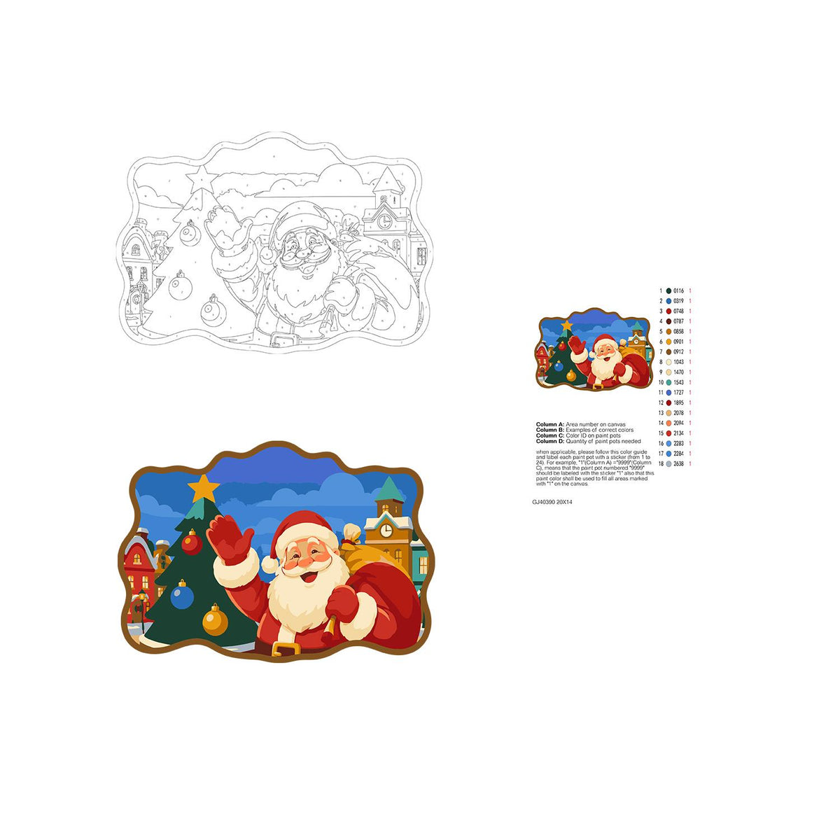 Clock Tower Santa and Tree paint by numbers hanging sign – image 19