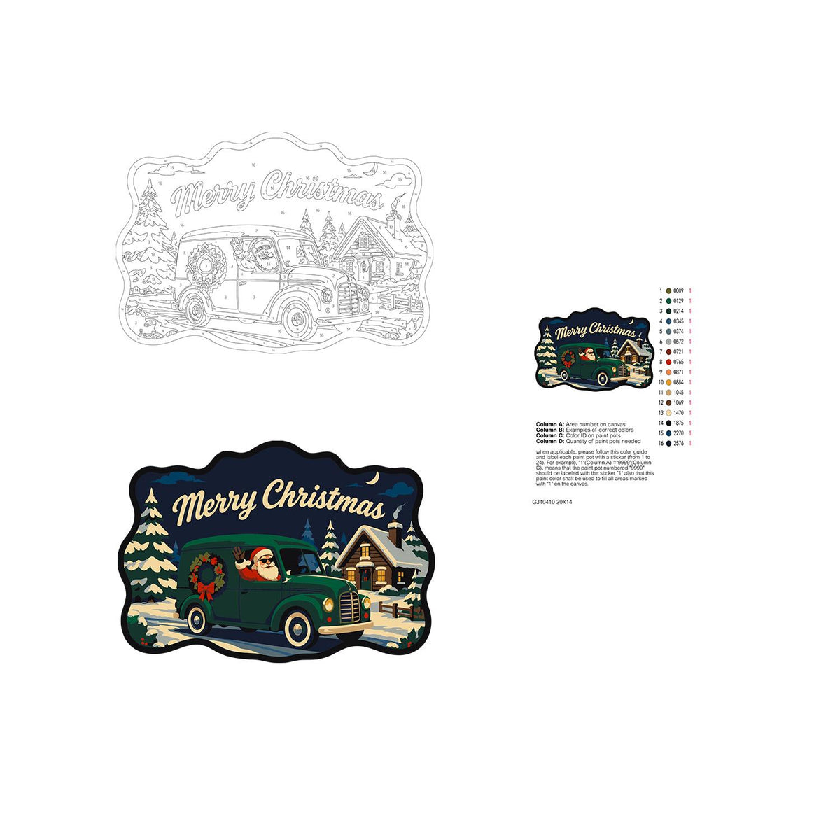 Wreath Van Santa Delivery paint by numbers hanging sign – image 19