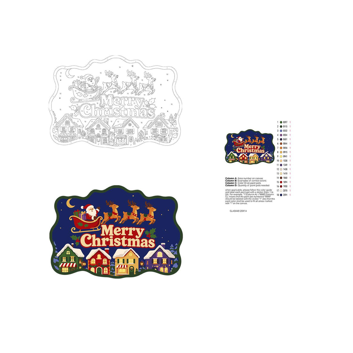 Sleigh Over Rainbow Rooftops paint by numbers hanging sign – image 19