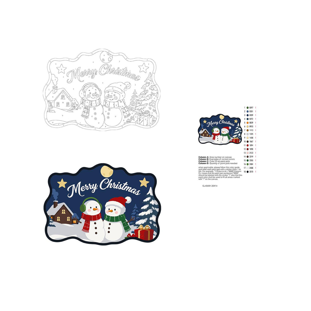 Snowman Pair by the Cabin paint by numbers hanging sign – image 19