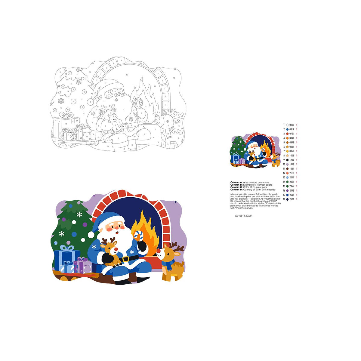 Blue-Suited Santa with Candy Cane paint by numbers hanging sign – image 19