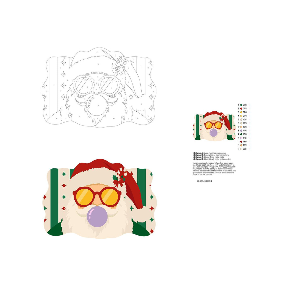 Purple Bubble Santa in Gold Shades paint by numbers hanging sign – image 19