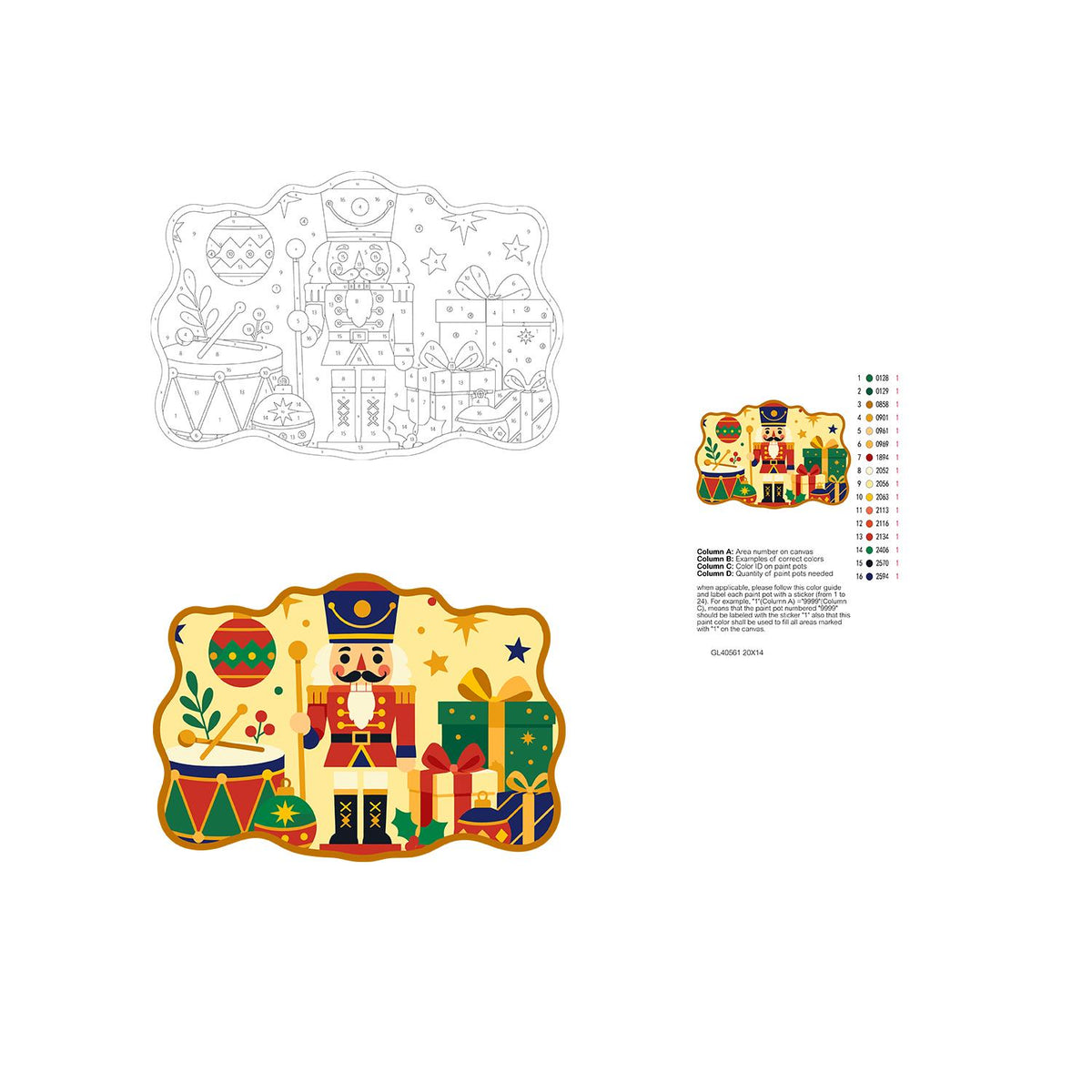 Nutcracker Guard with Gift Pile paint by numbers hanging sign – image 19