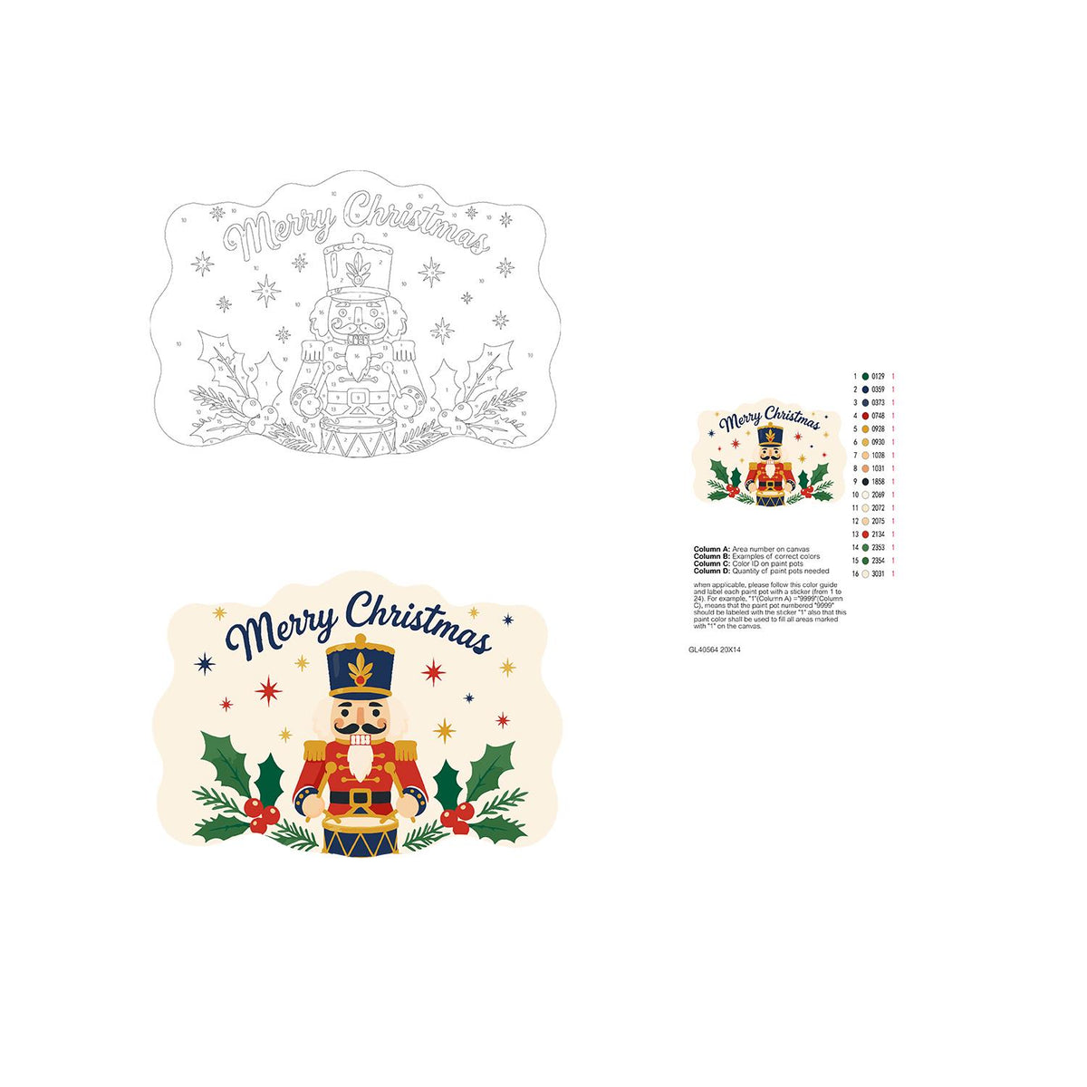 Drumming Nutcracker in Holly paint by numbers hanging sign – image 19