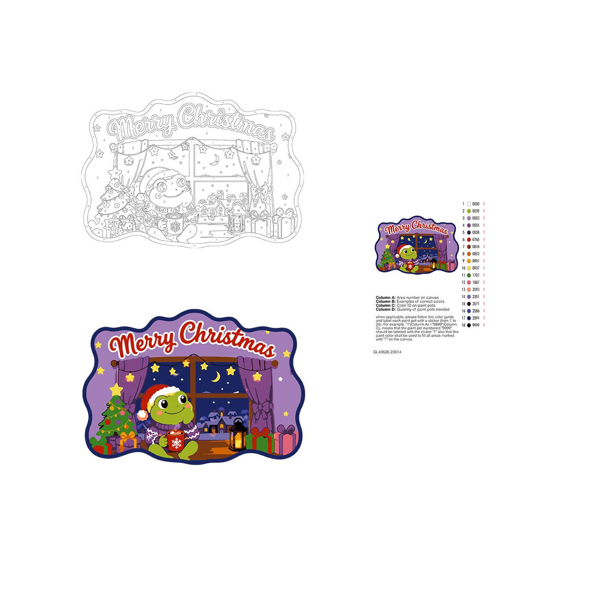 Starry Window Frog with Cocoa paint by numbers hanging sign – image 19