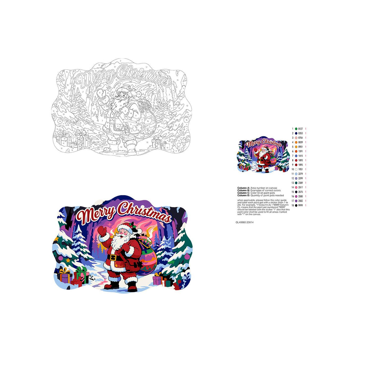 Waving Santa in the Aurora Forest paint by numbers hanging sign – image 19