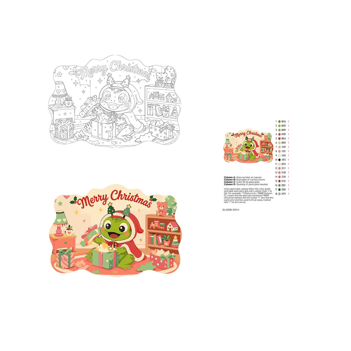 Frog Unwrapping a Toy Room Gift paint by numbers hanging sign – image 19
