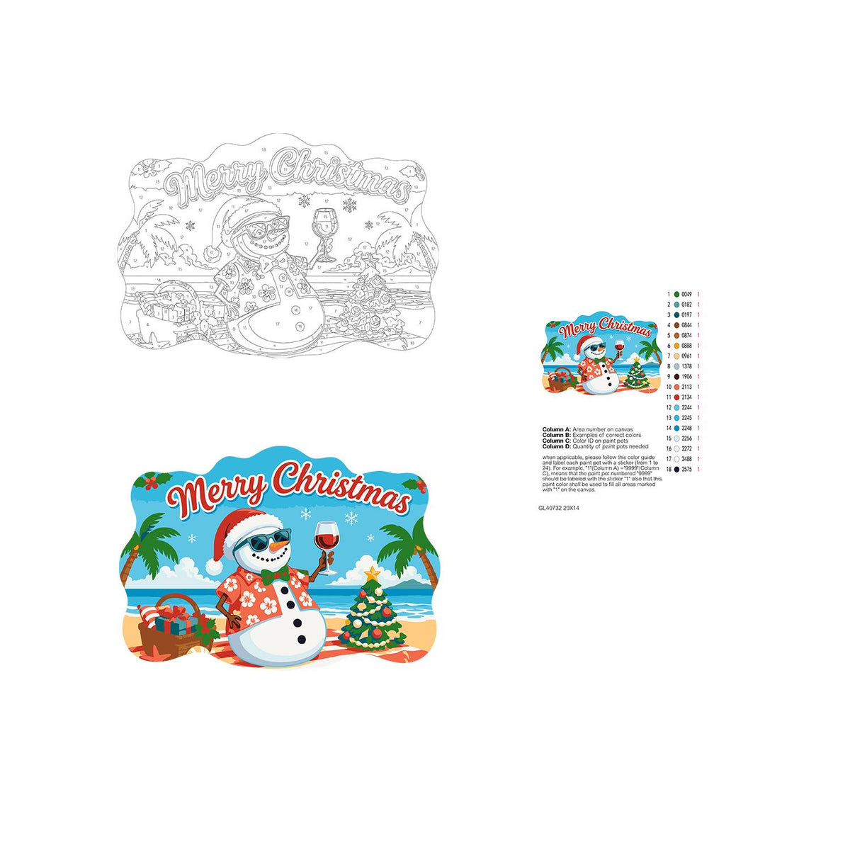 Picnic Basket Snowman Cheers paint by numbers hanging sign – image 19