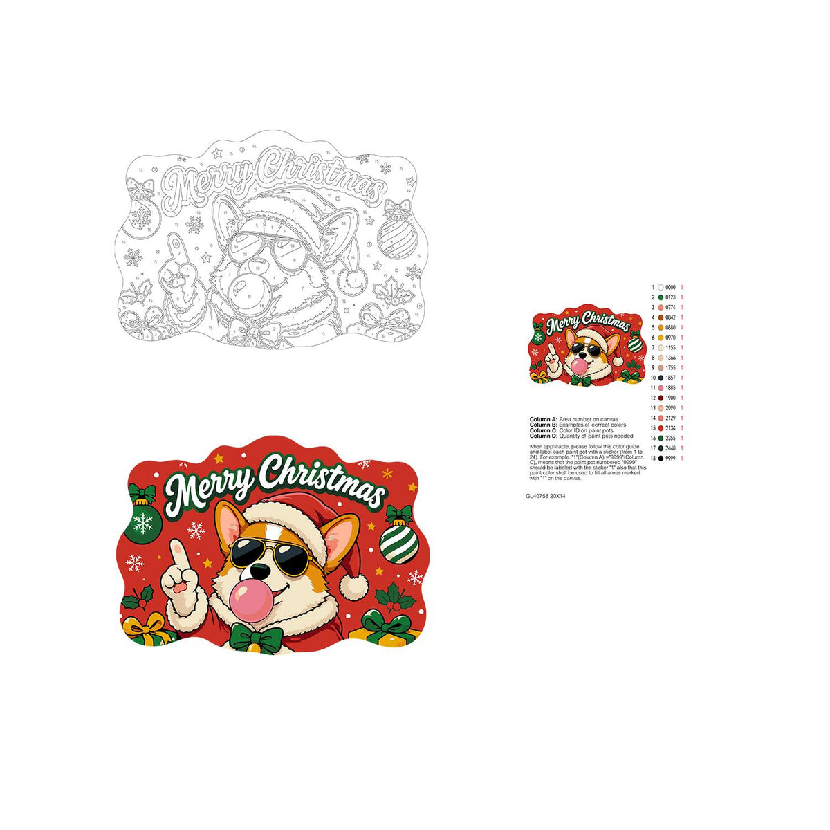 Bow Tie Corgi Bubble Gum Pop paint by numbers hanging sign – image 19