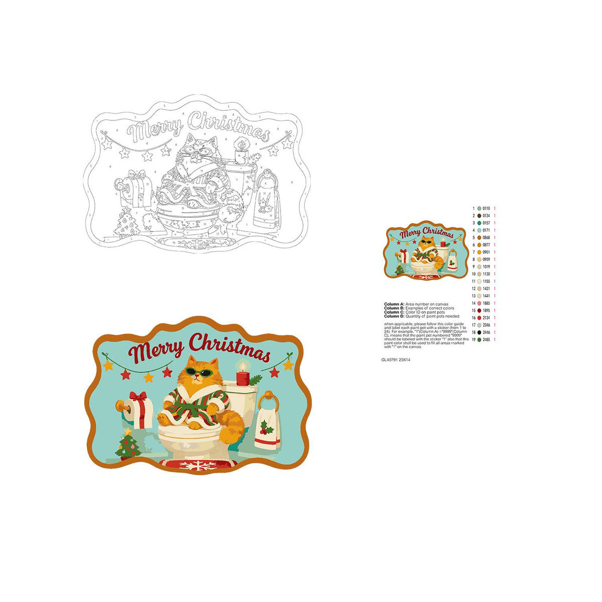Shades Cat on the Holiday Throne paint by numbers hanging sign – image 19