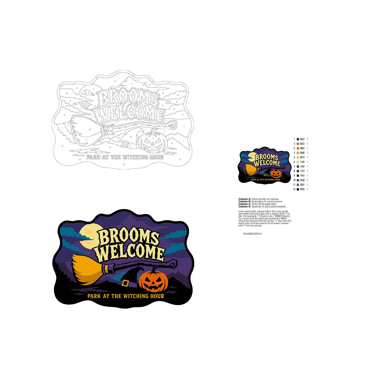 Resting Broom Under Full Moon paint by numbers hanging sign – image 19