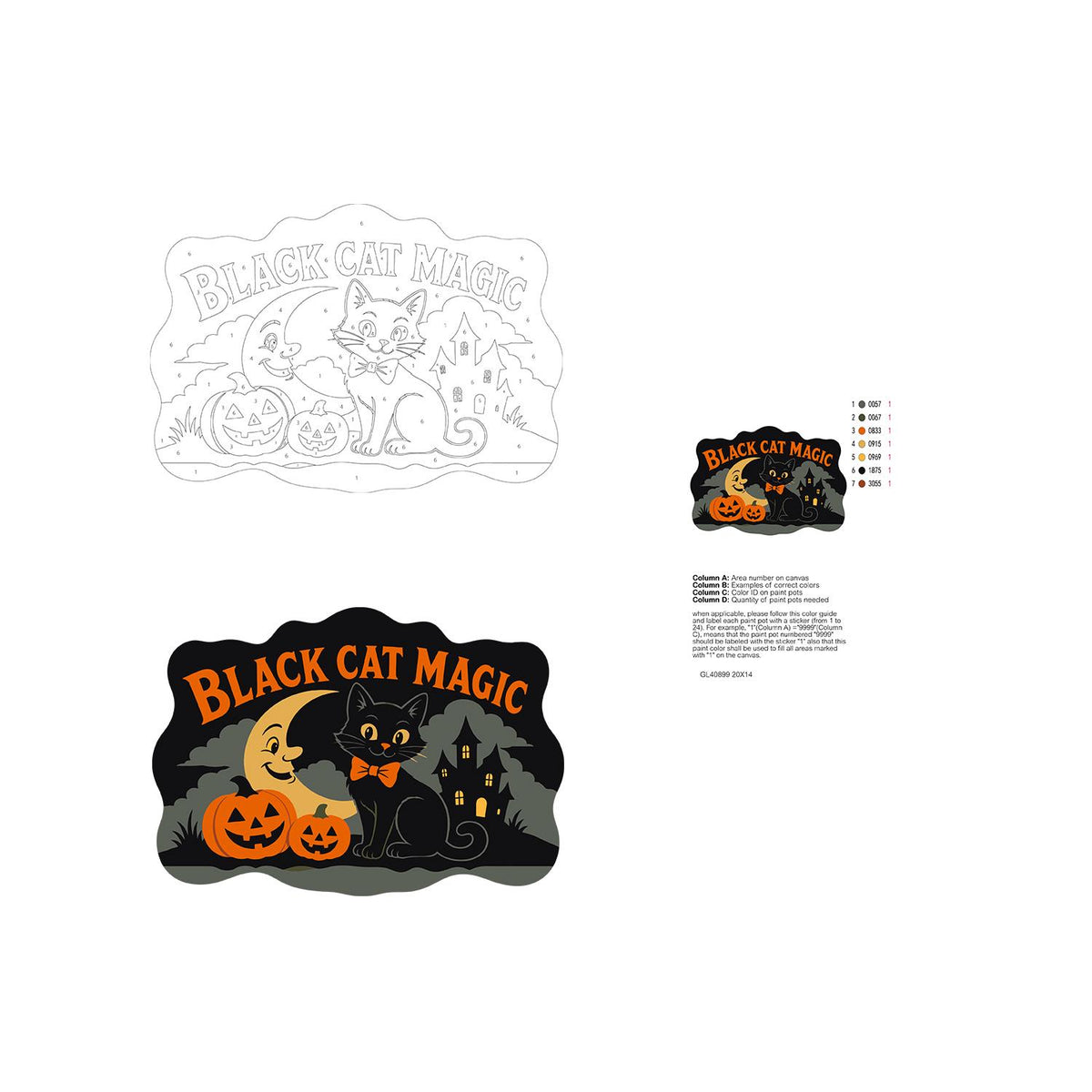 Bow-Tie Cat and Crescent Moon paint by numbers hanging sign – image 19