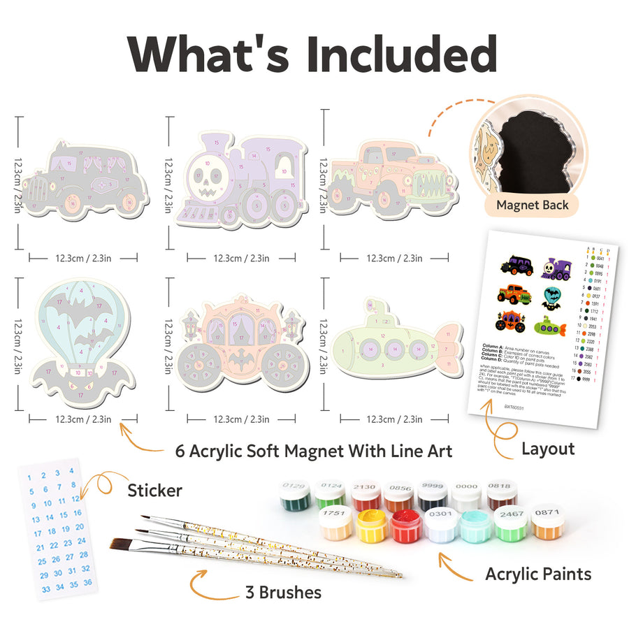 Fridge magnet kit contents