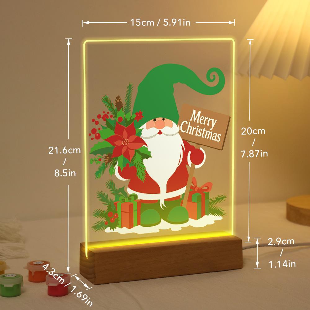 Green-Hat Gnome with Poinsettias paint by numbers light-up sign – image 21