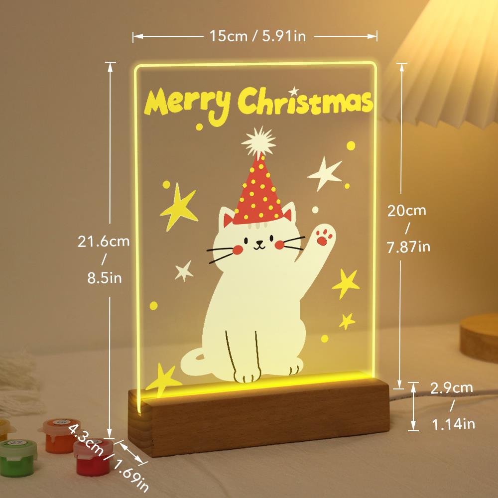 Waving Cat in a Party Hat paint by numbers light-up sign – image 21