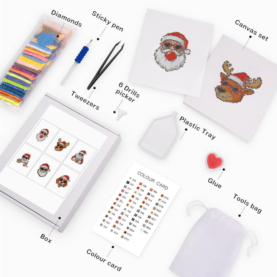 Mini diamond painting kit contents