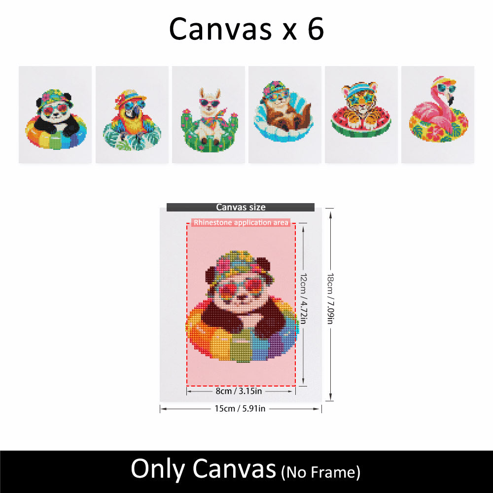Pool Float Party Animals (Mini Diamond Painting)