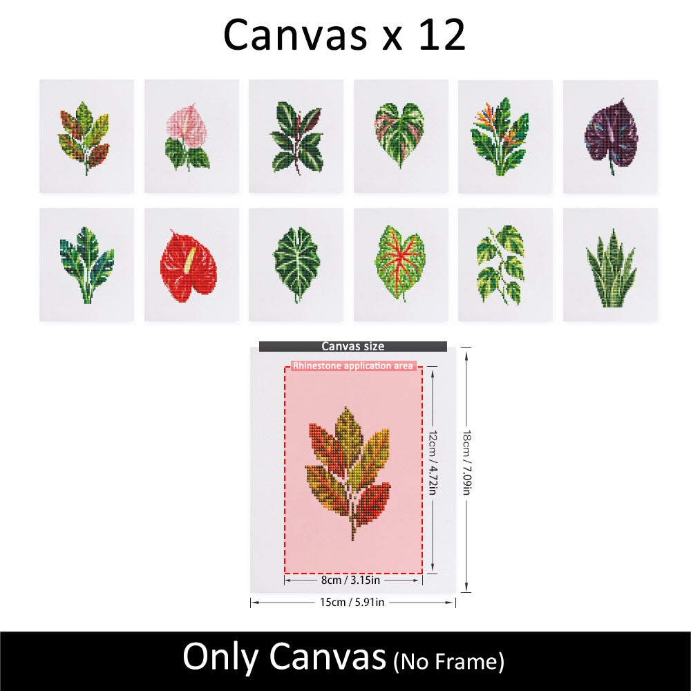 Anthurium and Caladium Leaves (Mini Diamond Painting)