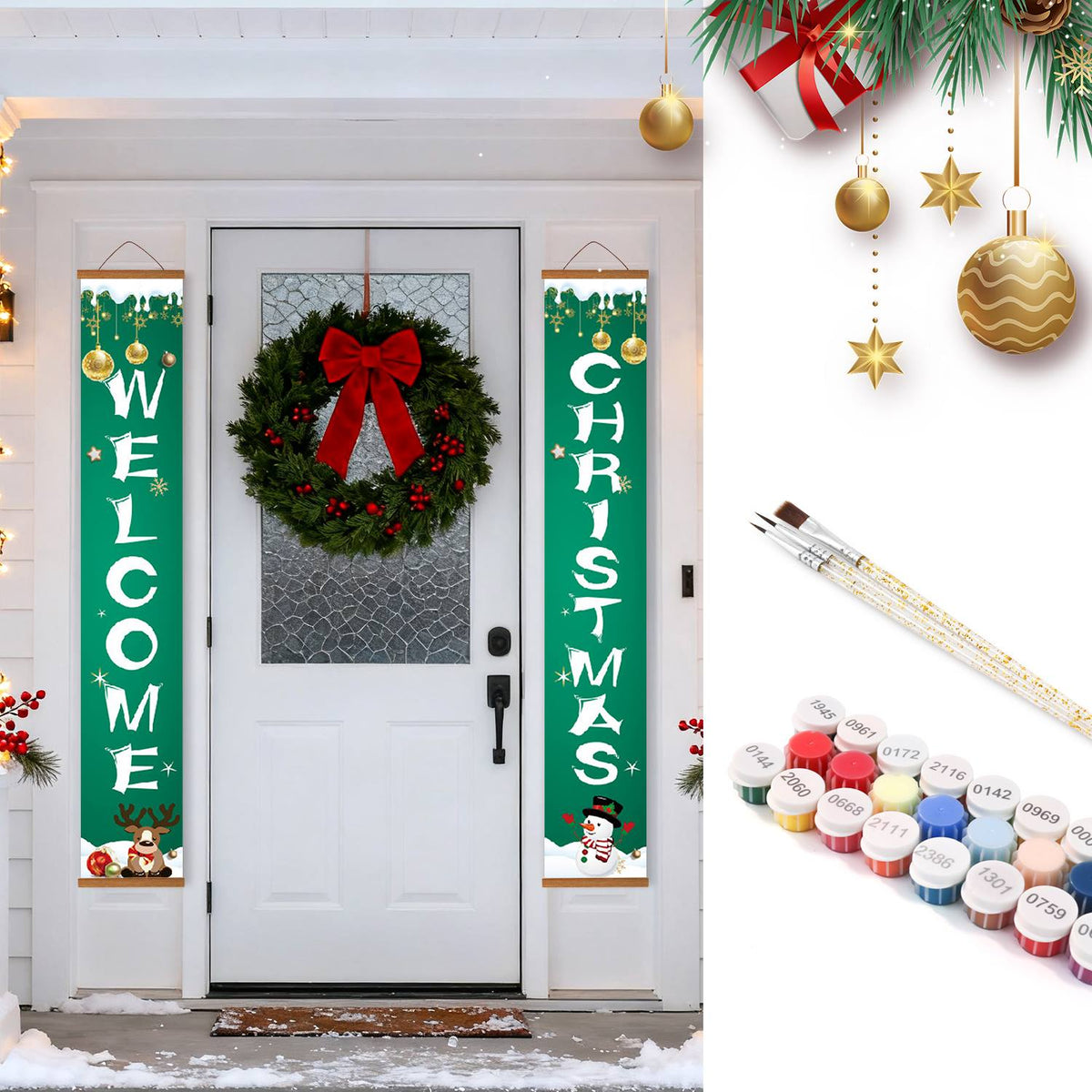 Snowman Christmas Welcome (Paint by Numbers Door Banners)