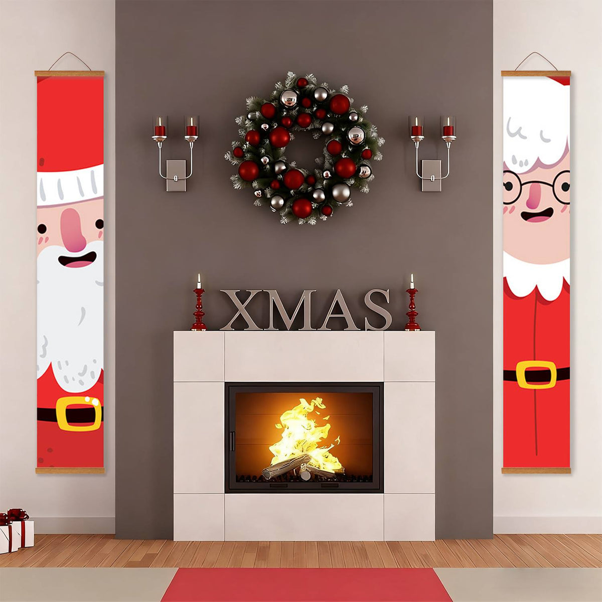 Cartoon Santa Pair (Paint by Numbers Door Banners)