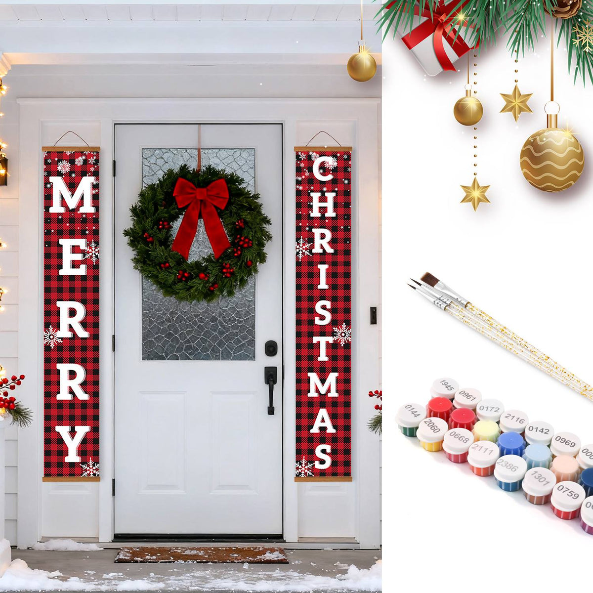 Red and Black Christmas (Paint by Numbers Door Banners)
