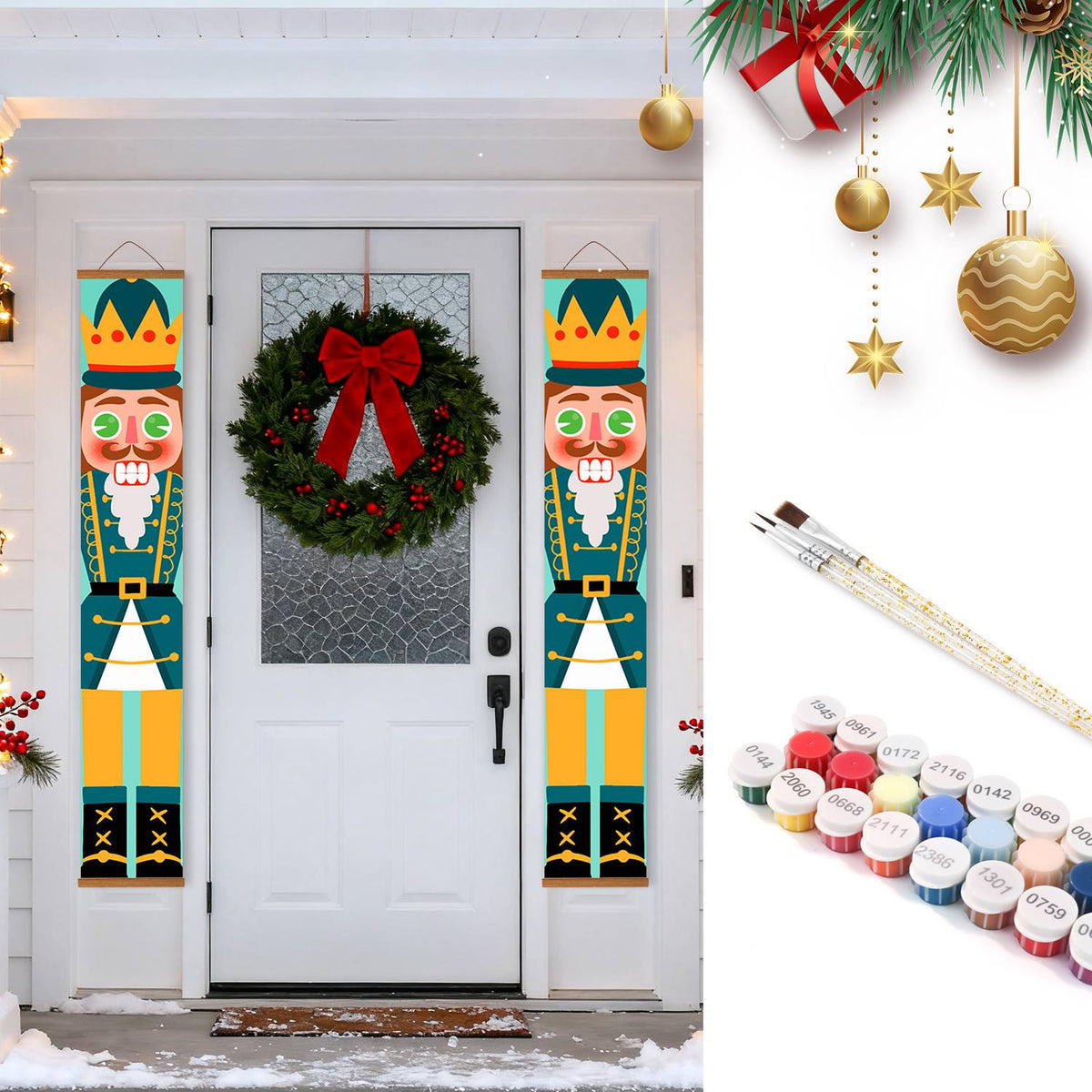 Green and Gold Nutcrackers (Paint by Numbers Door Banners)