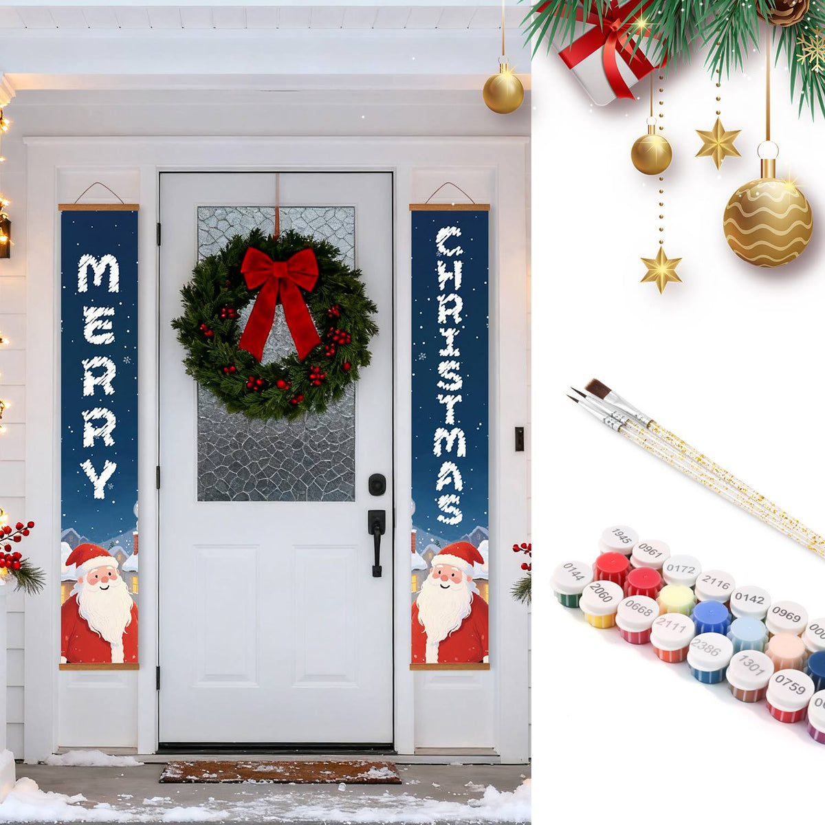 Blue Santa Greetings (Paint by Numbers Door Banners)