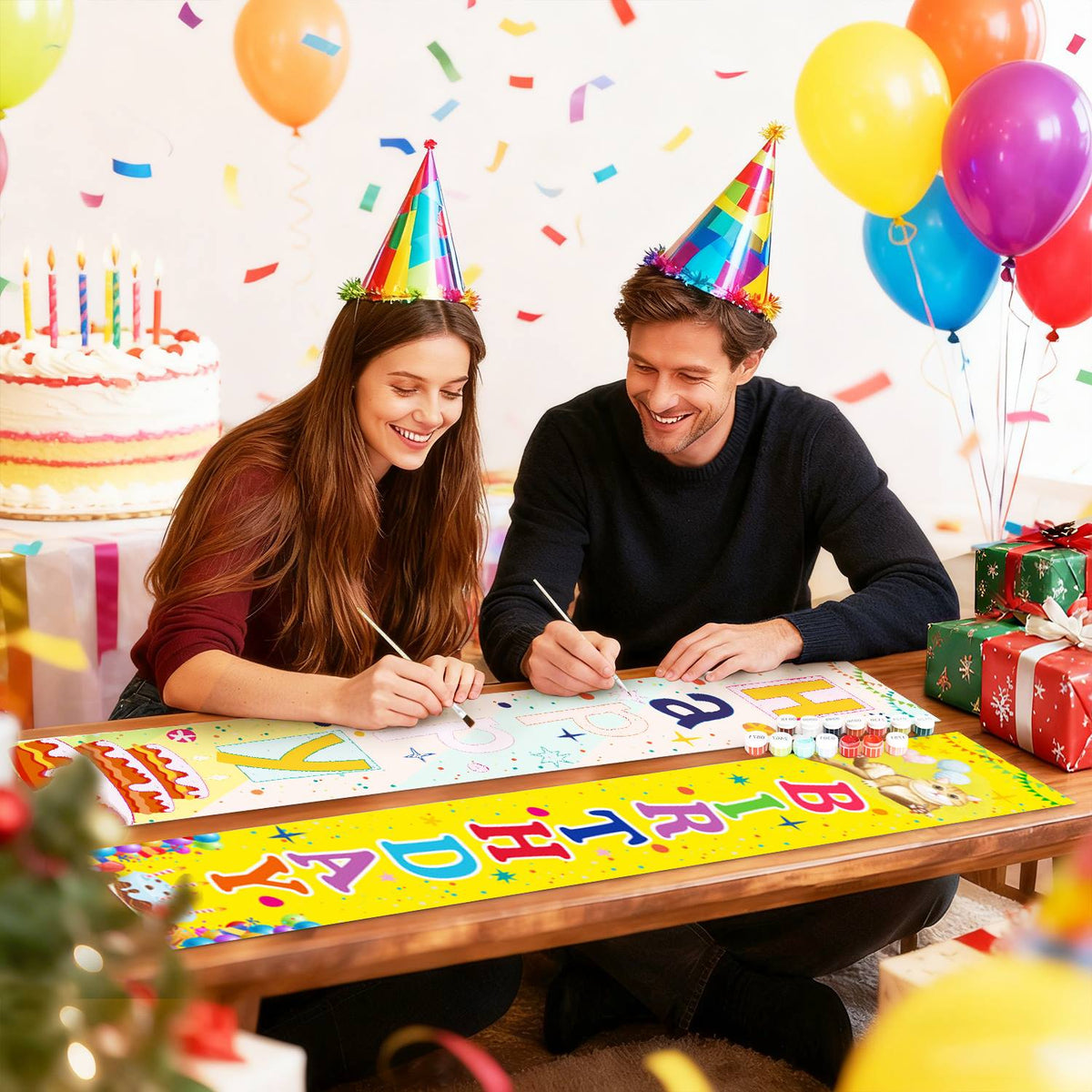 Yellow Happy Birthday (Paint by Numbers Door Banners)