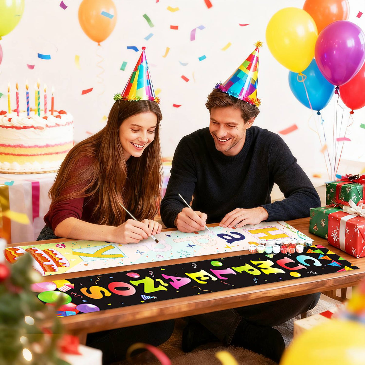 Bright Birthday on Black (Paint by Numbers Door Banners)