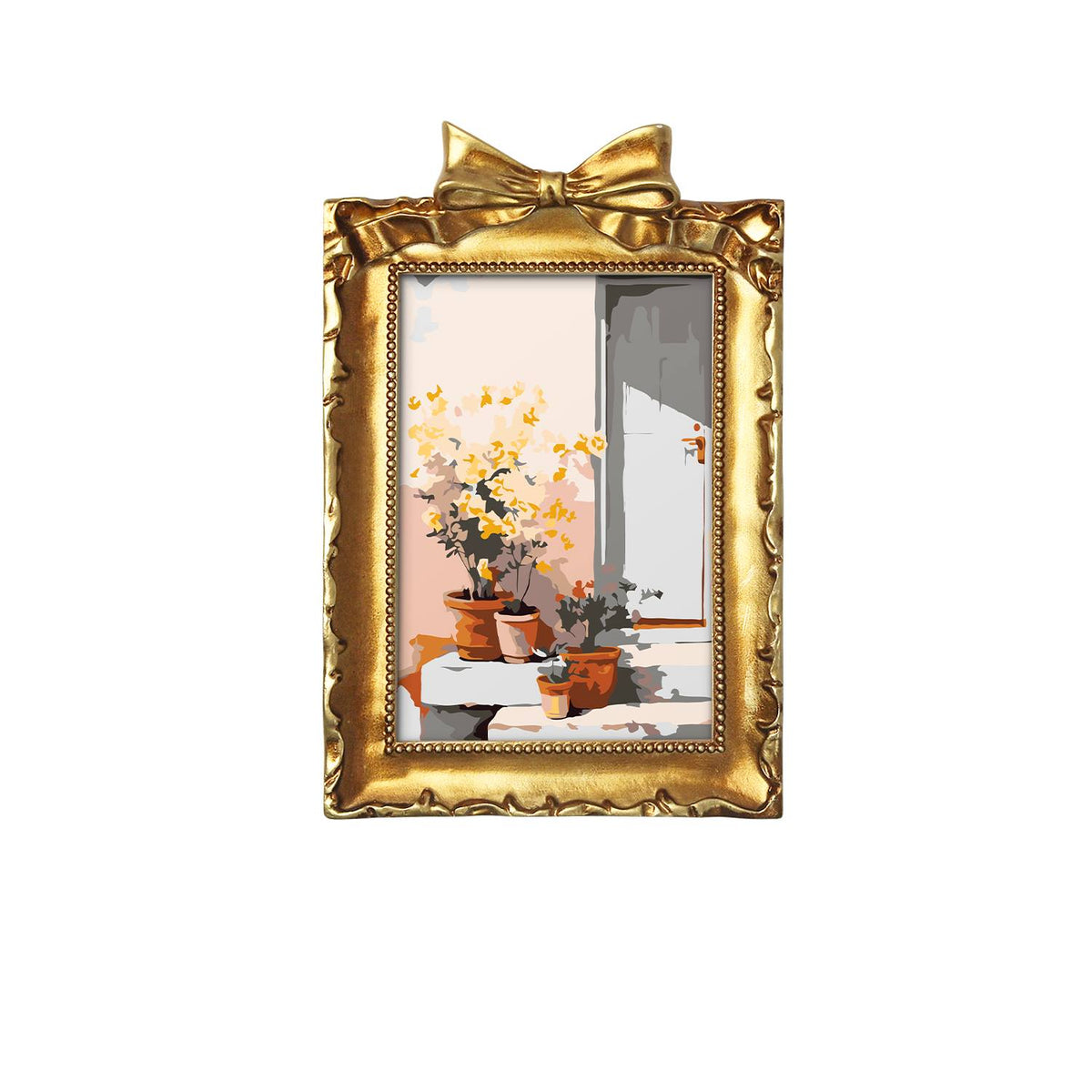 Yellow Flowers by the Window (Mini Framed Painting)