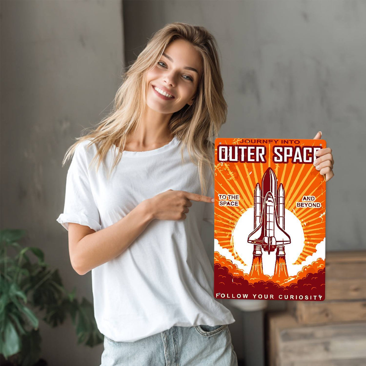 Outer Space Rocket (Paint by Numbers Tin Sign)