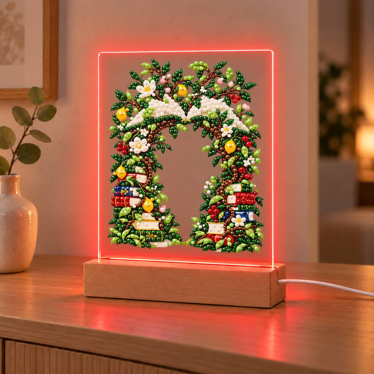 Book-Lined Garden Archway (Light-Up Pearl Painting)