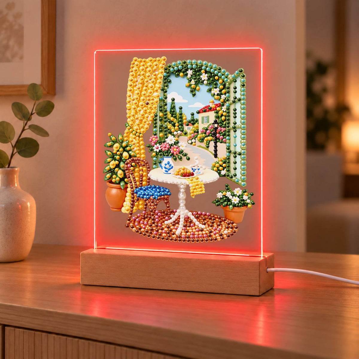 Lemon Tree by a Sunny Window (Light-Up Pearl Painting)