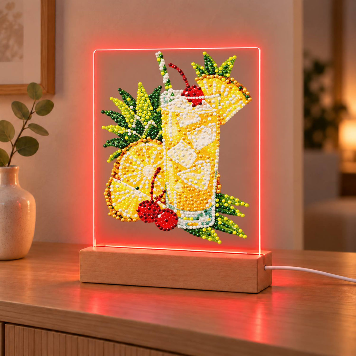 Pineapple Lemonade with Cherries (Light-Up Pearl Painting)
