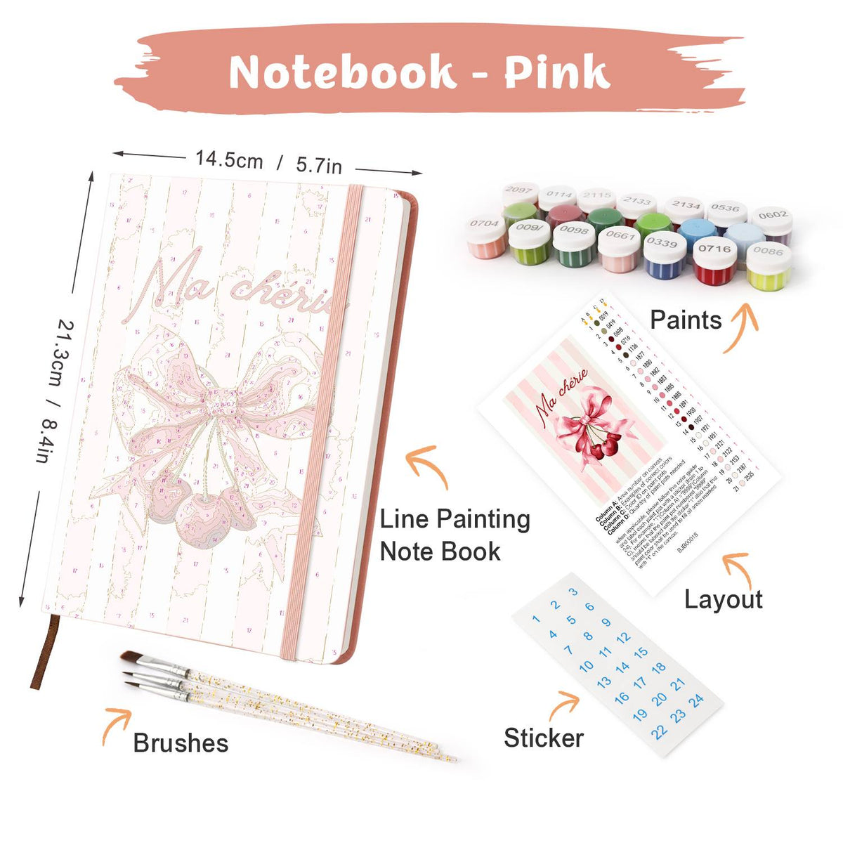 Cherries on a Pink Silk Bow paint by numbers notebook – image 30