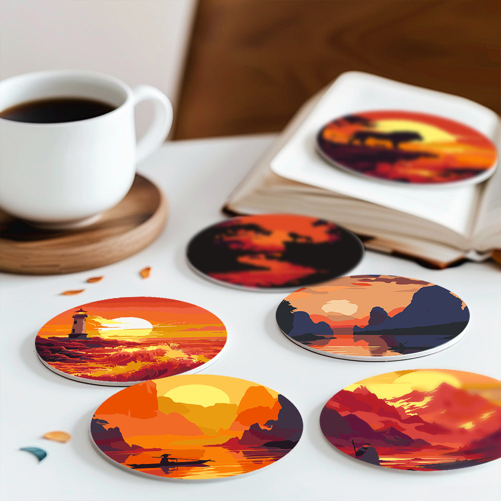 Fiery Sunset Silhouettes paint by numbers coasters – image 20