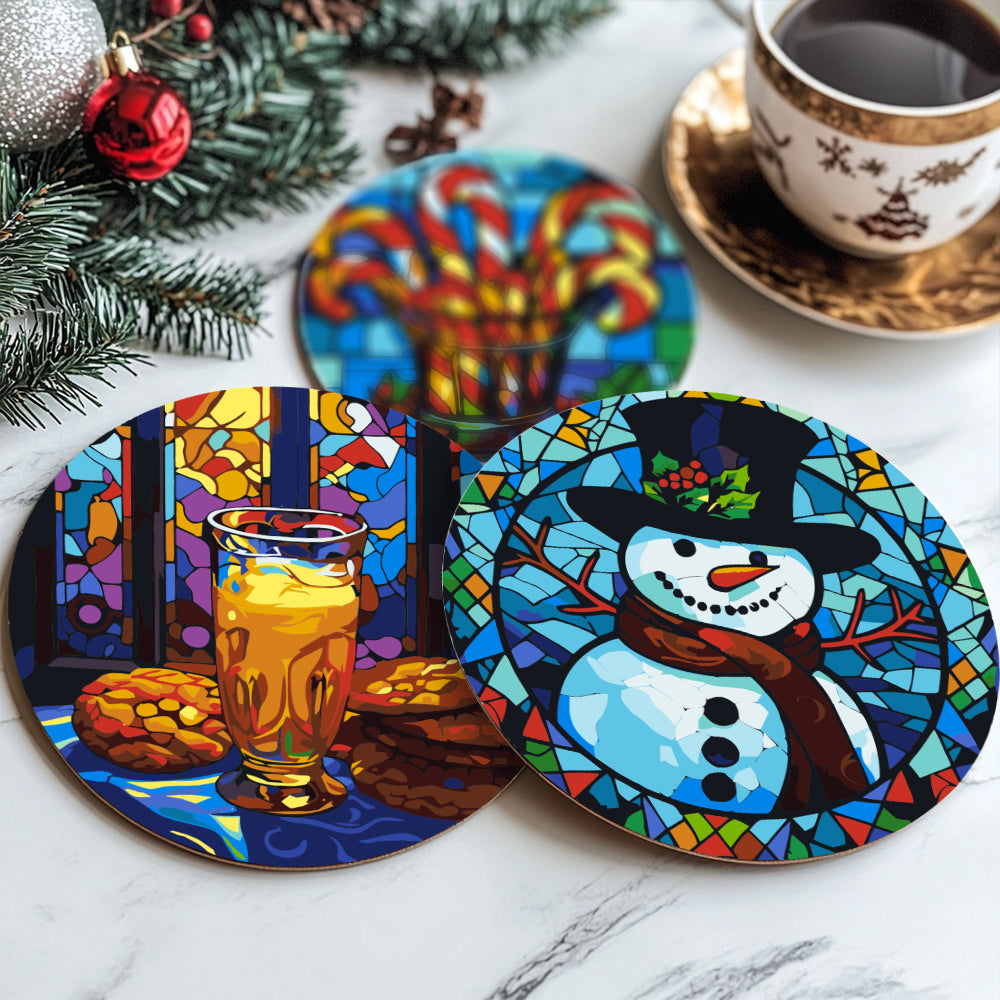 Stained Glass Christmas Eve paint by numbers coasters – image 15