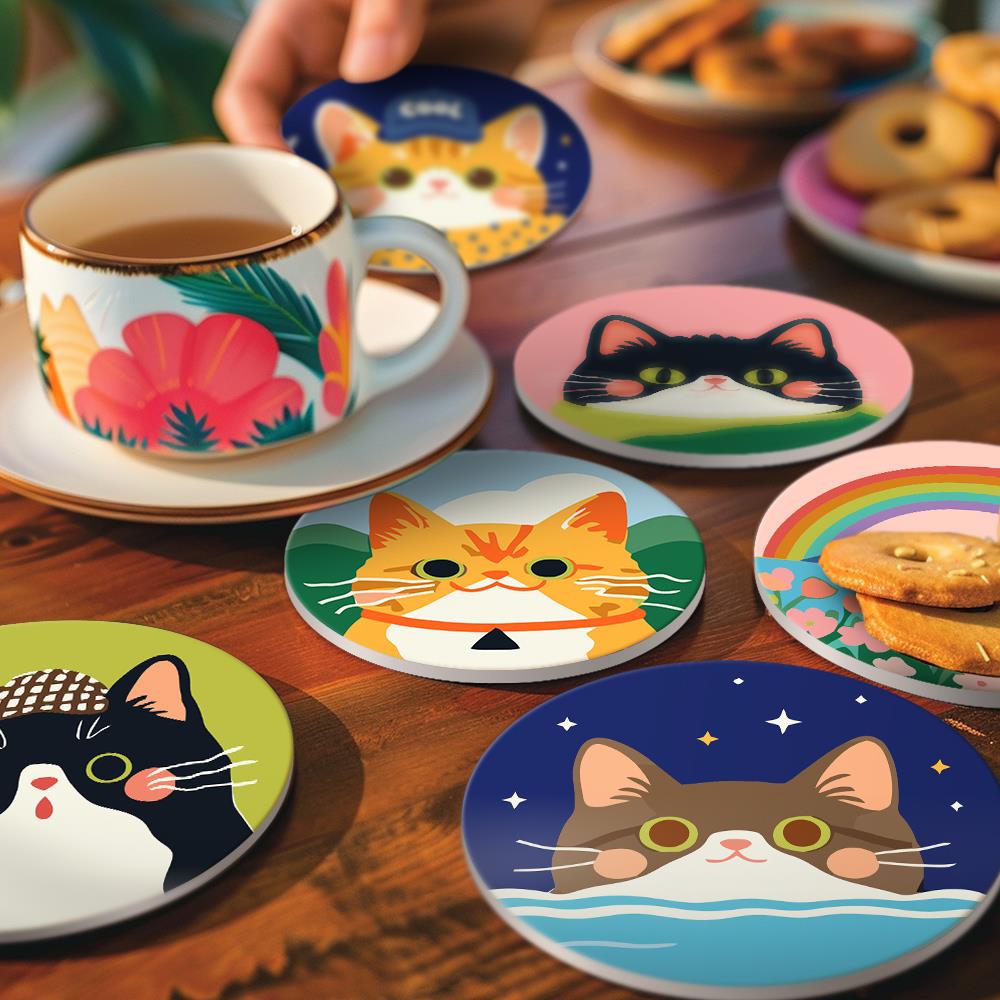 Dapper Cats and Rainbow Hills paint by numbers coasters – image 21