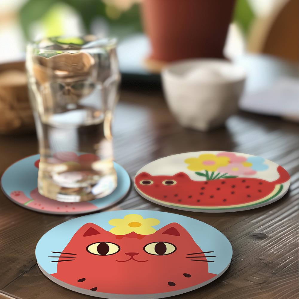 Watermelon Kitty Summer paint by numbers coasters – image 21