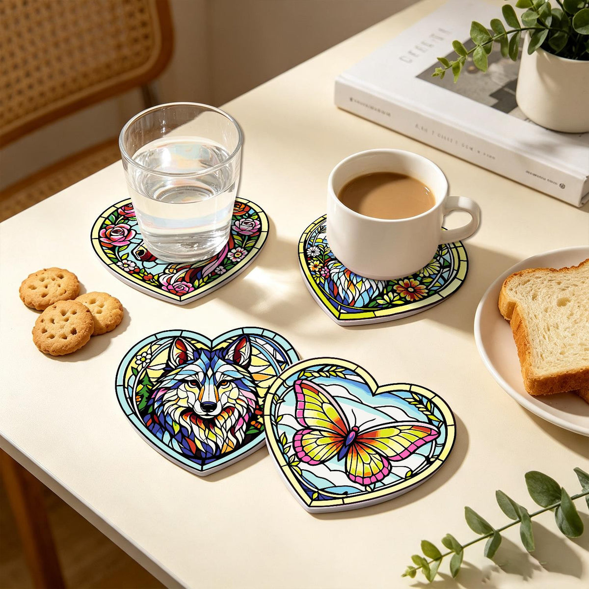 Floral Glasswork Wolf and Horse paint by numbers coasters – image 25