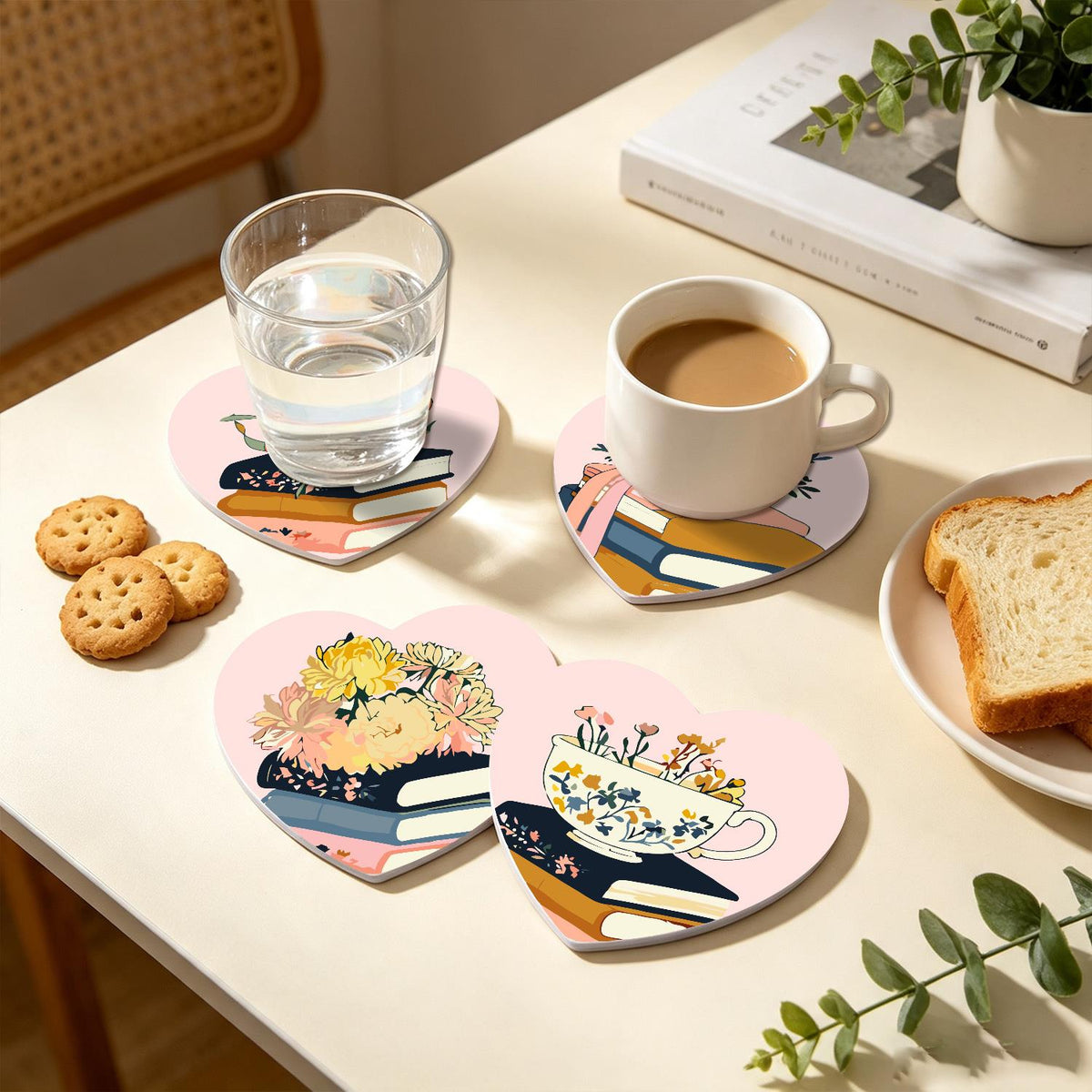 Book Stacks in Bloom paint by numbers coasters – image 25